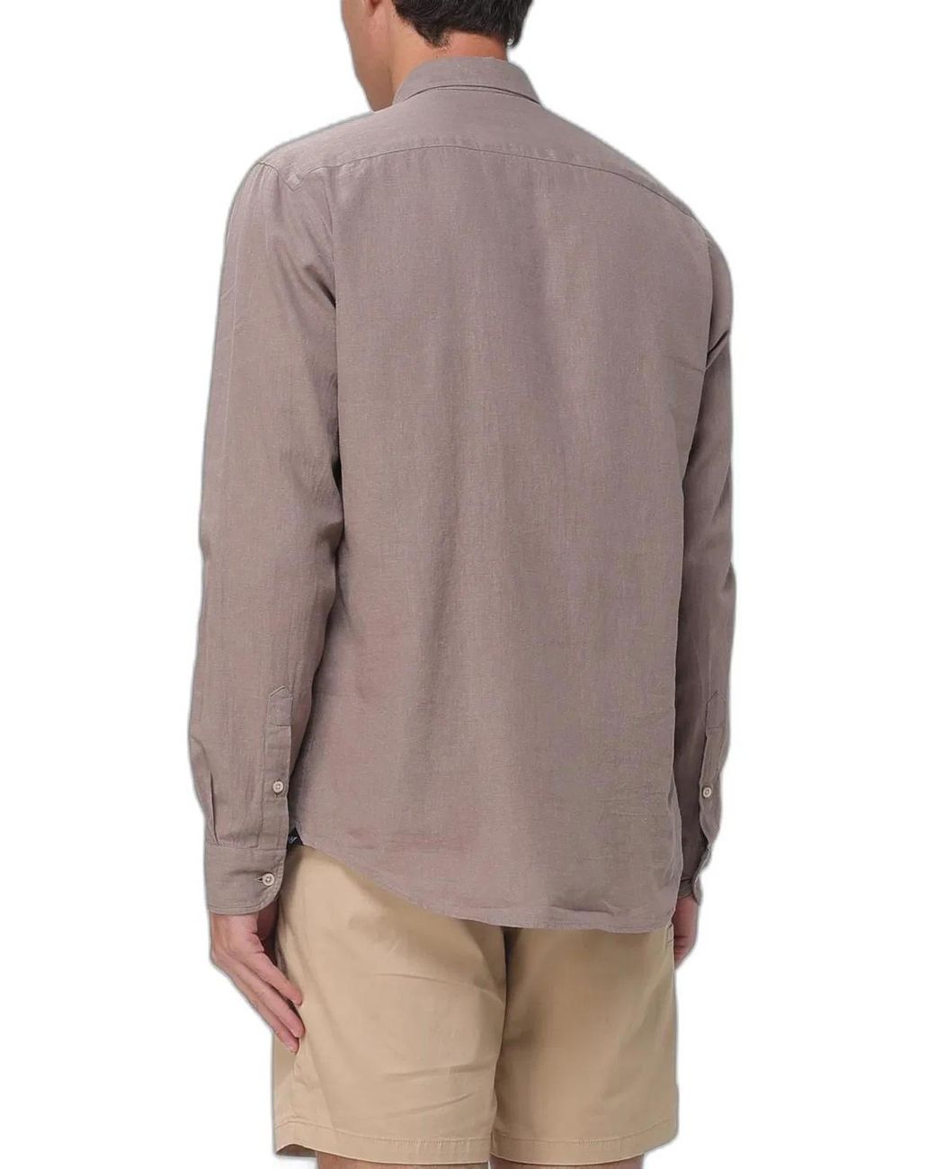 Emporio Armani Gray Linen Cotton Shirt for men