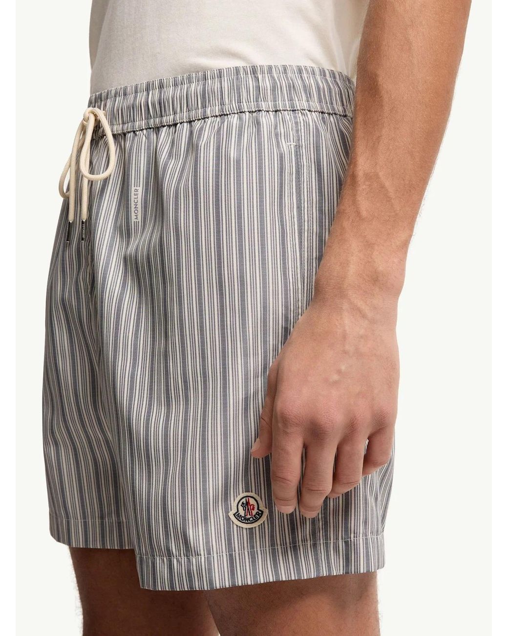 Moncler Gray Striped Swim Shorts for men
