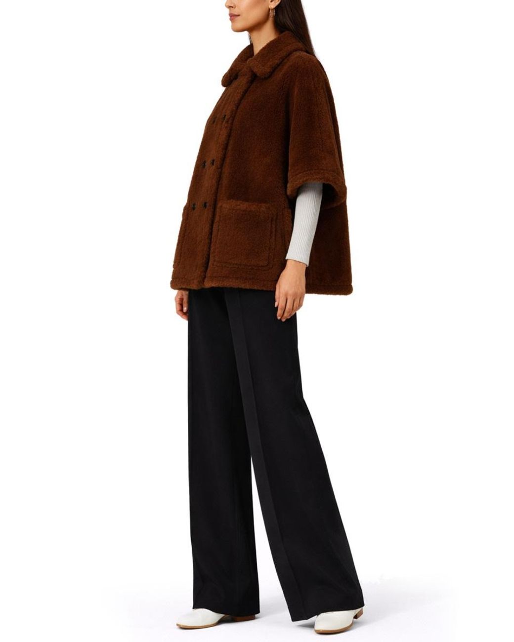 Max Mara Brown Poncho Horse4 Alpaca Wool Trench & Raincoats