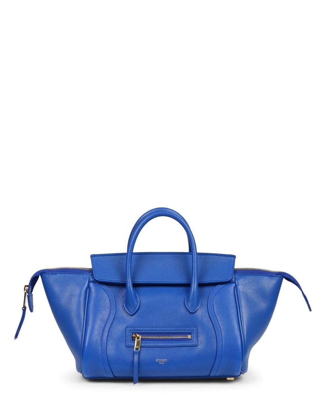 Céline Blue Luggage Handbag Leather Lamb Handbags
