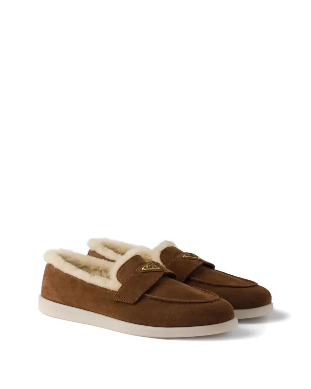 Prada Brown Suede Loafer Shoes