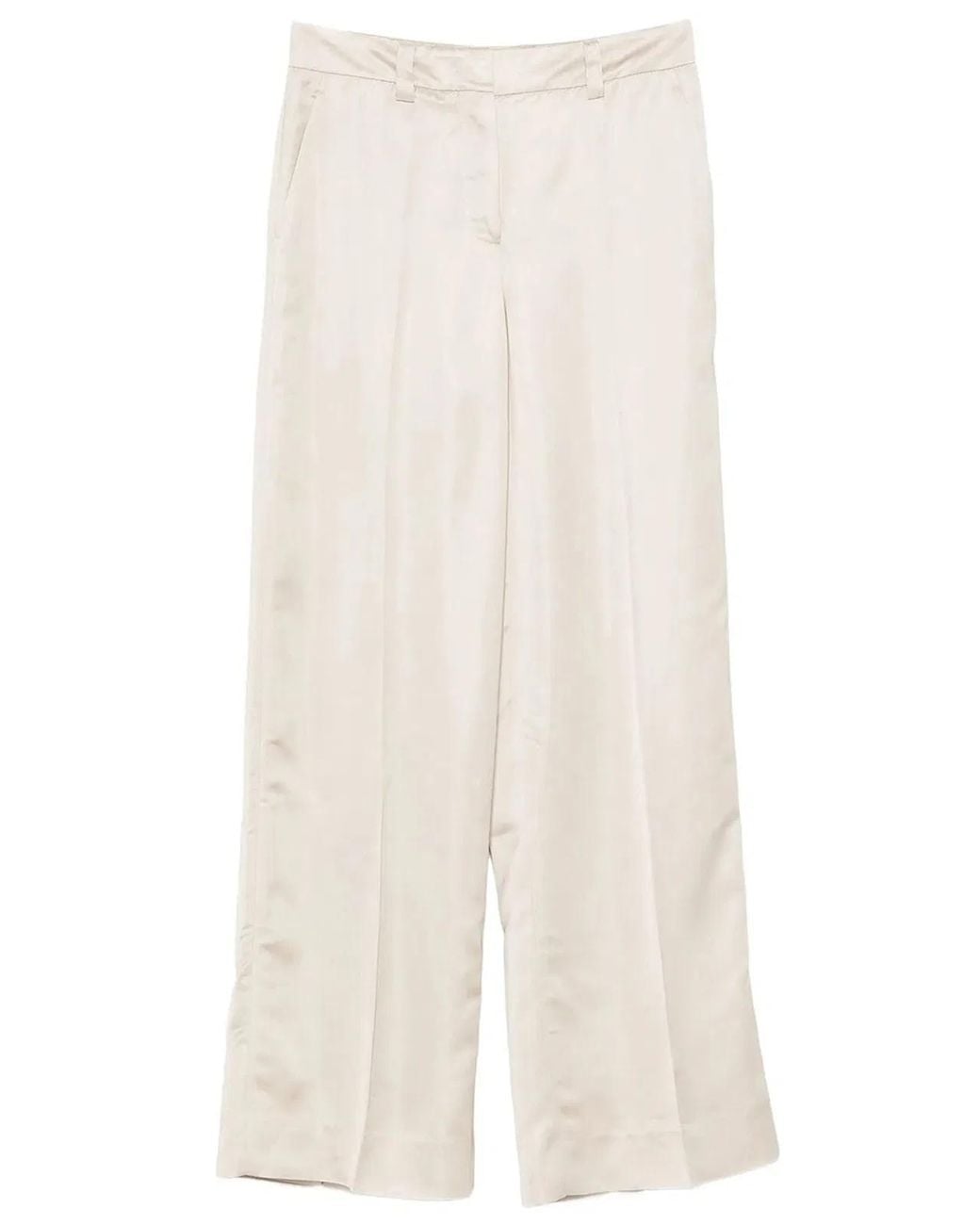 Incotex White Neera Wide-Leg Satin Trousers
