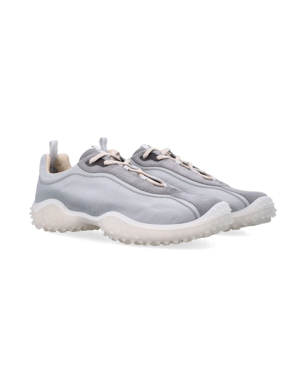 Miu Miu White Bubble Technical Fabric And Suede Sneakers