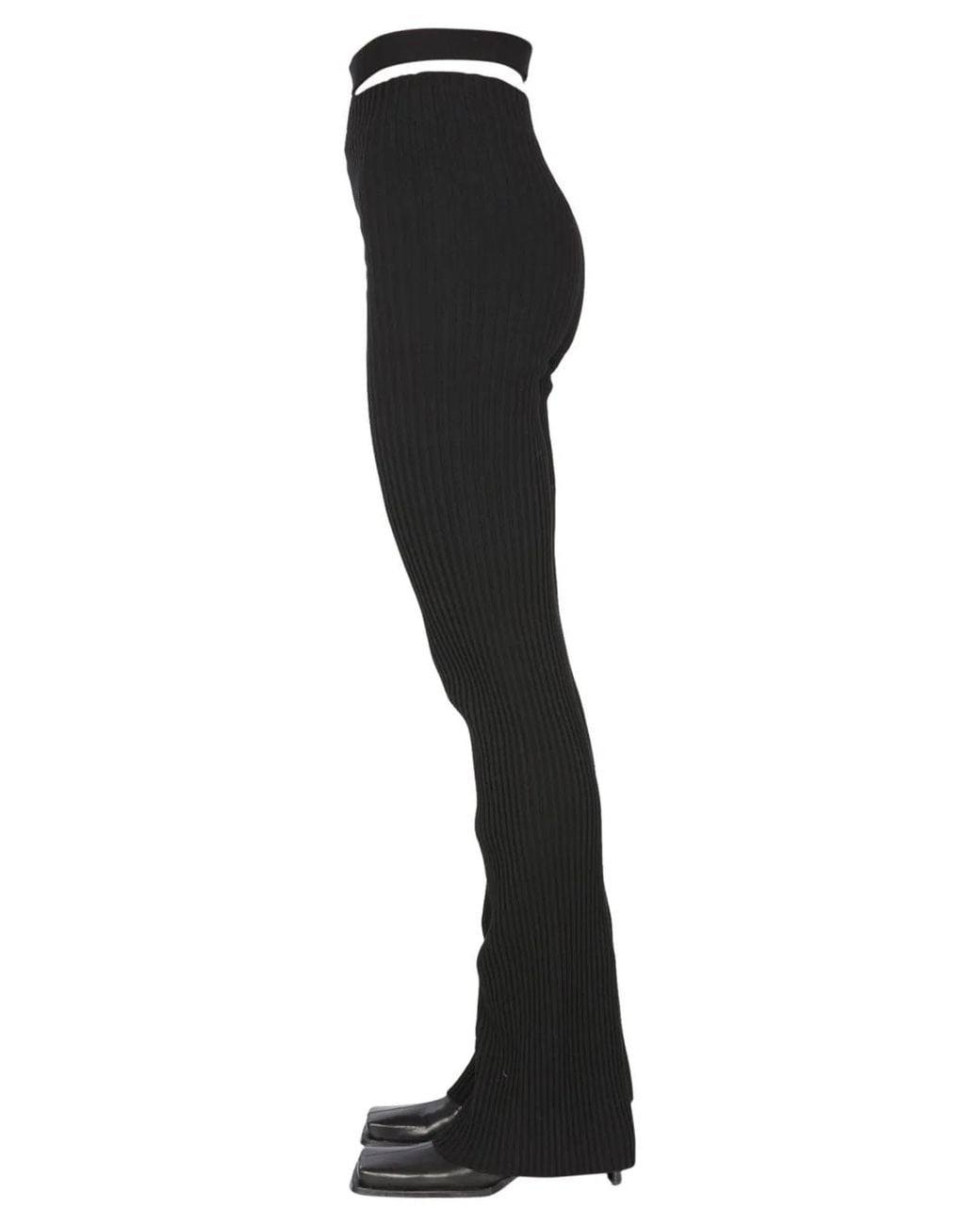ANDREADAMO Black Andreadamo Ribbed Trousers With Cut Out Belt