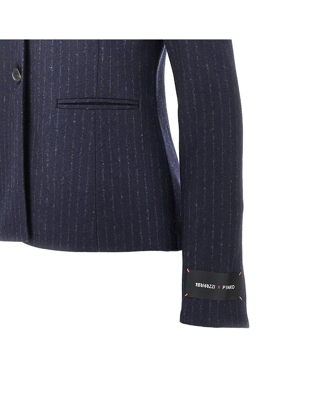 Pinko Blue Pinstriped Flannel Single-Breasted Jacket