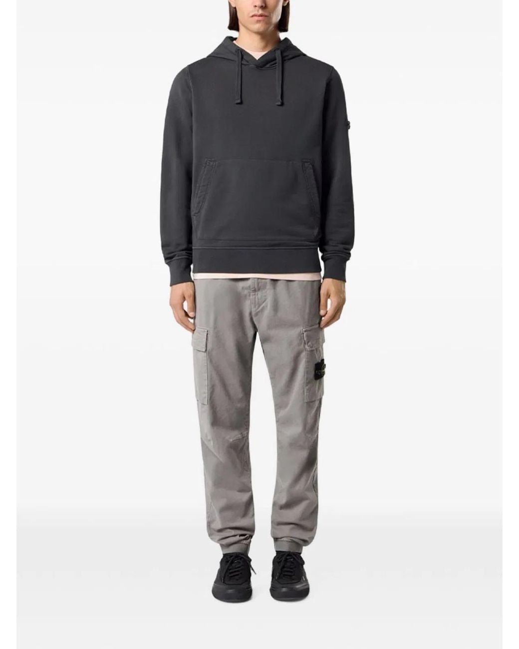 Stone Island Gray Cotton Cargo Trousers for men