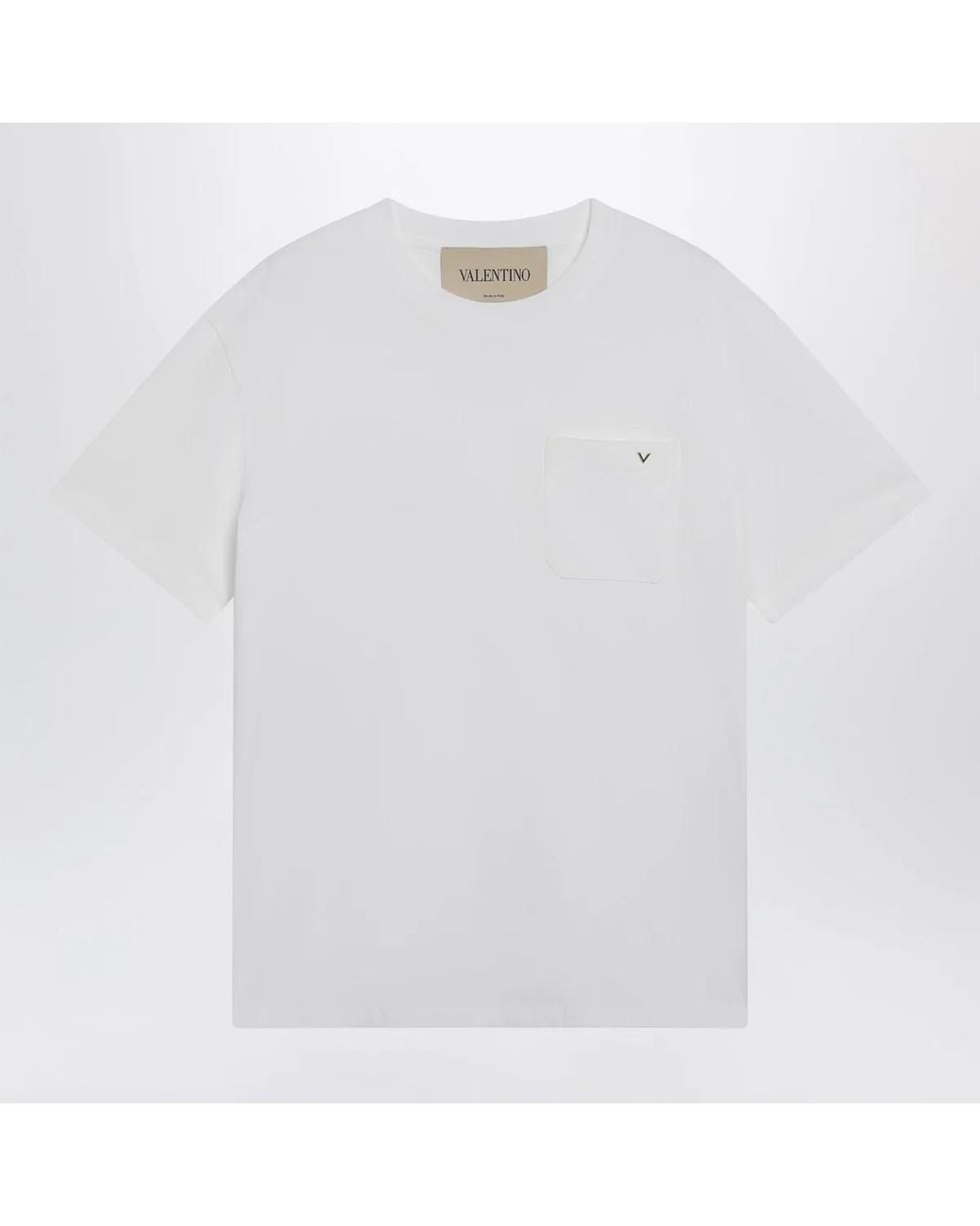 Valentino White Cotton T-Shirt With Vgold for men