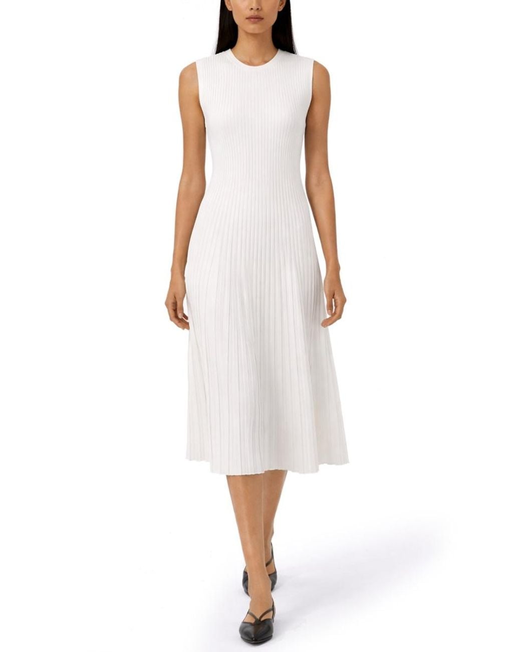 Max Mara White Viscose Crepe Yarn Dress