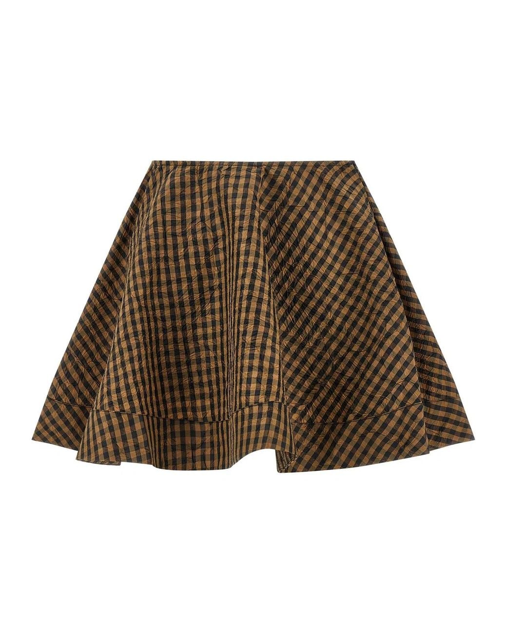 Ganni Brown 'Crinckled Taffetà' Skirt