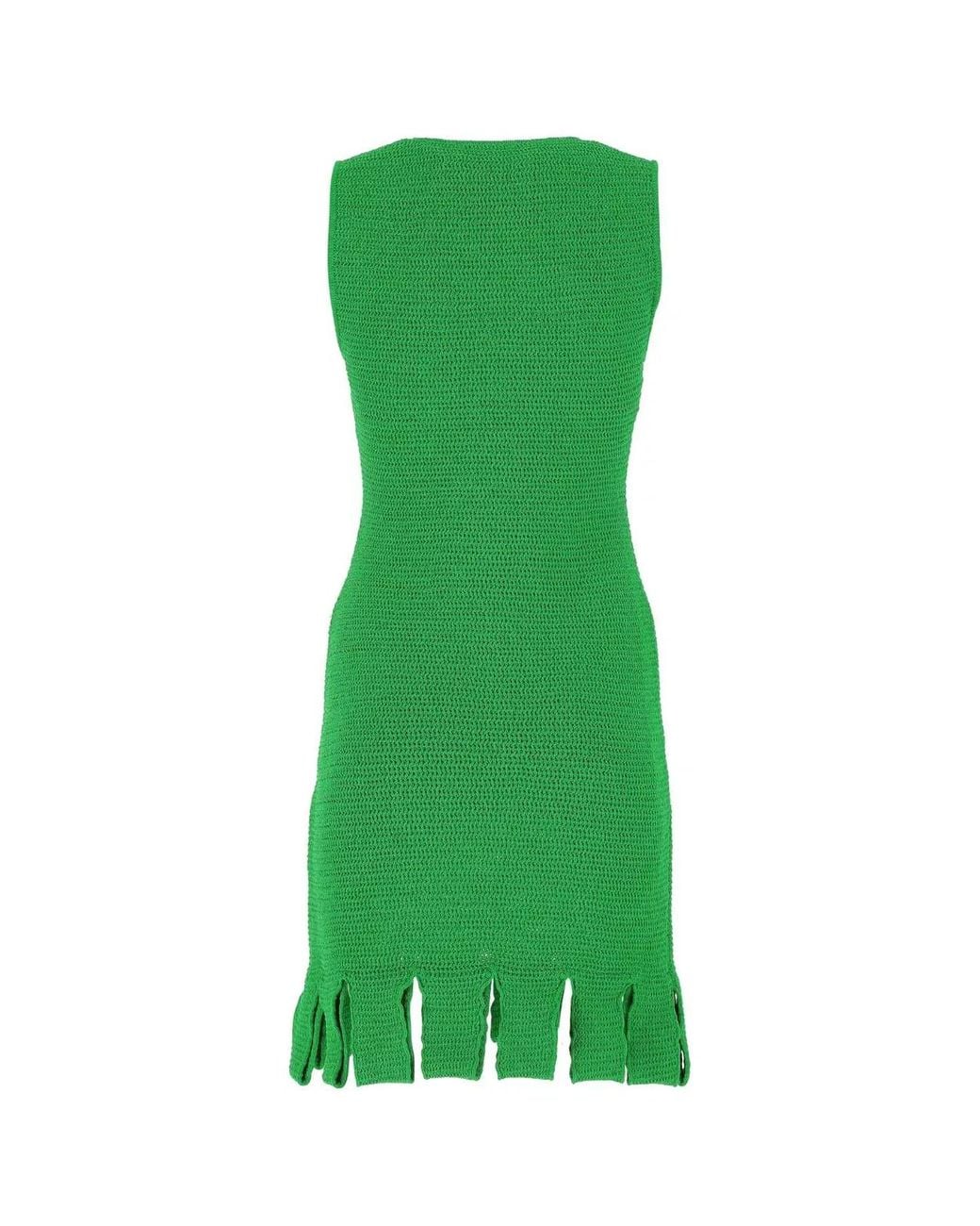 Bottega Veneta Green Grass Stretch Cotton Blend Mini Dress