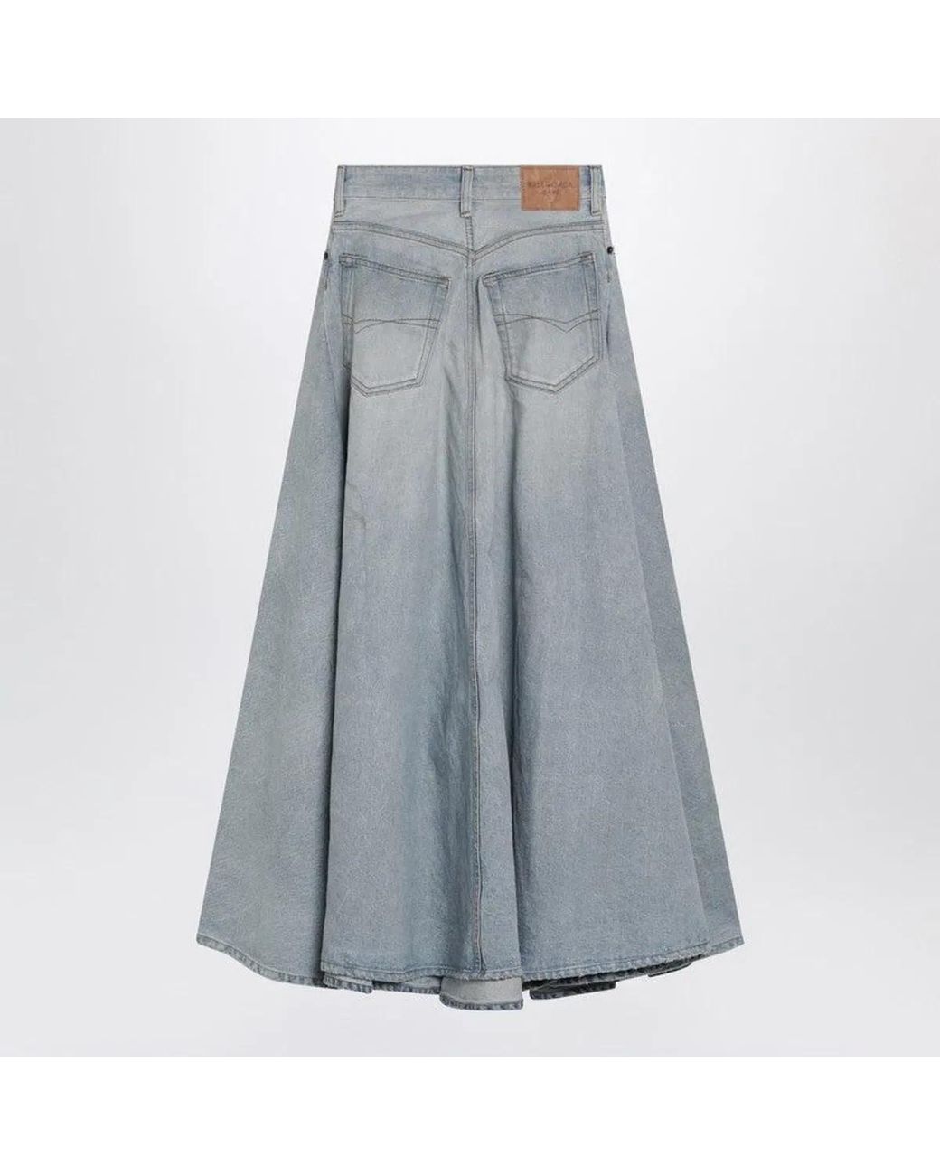 Balenciaga Blue Light Maxi Godet Denim Skirt