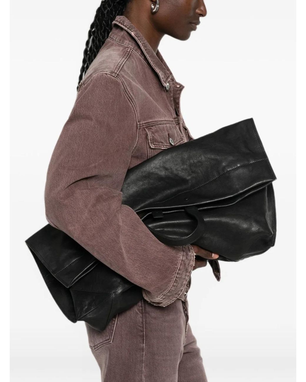 Lihann George Black Matti Leather Tote Bag