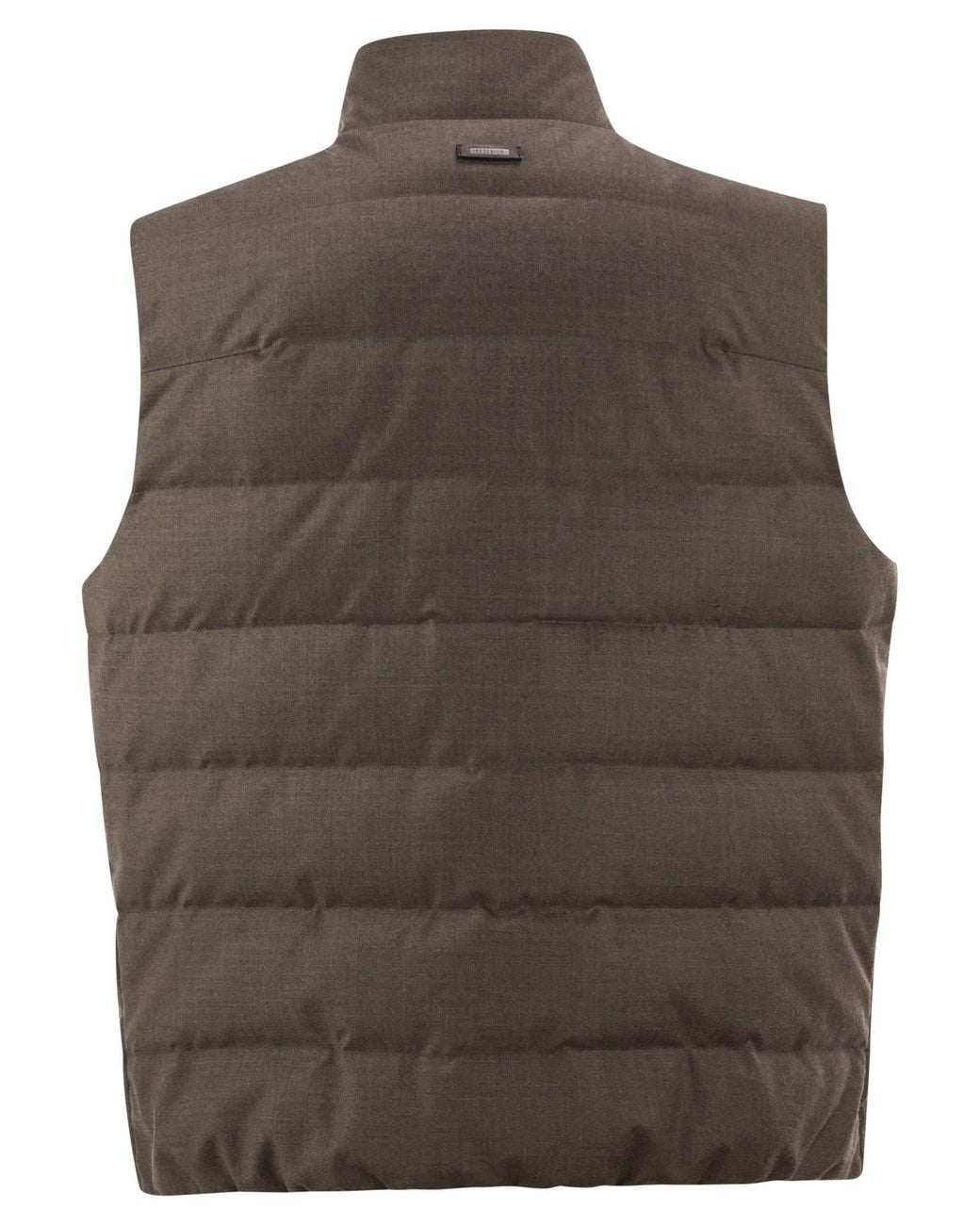 Peserico Brown Wool Blend Padded Gilet With High Collar for men