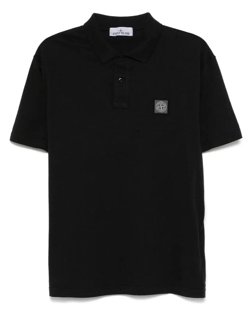 Stone Island Black Compass Patch Polo Shirt for men