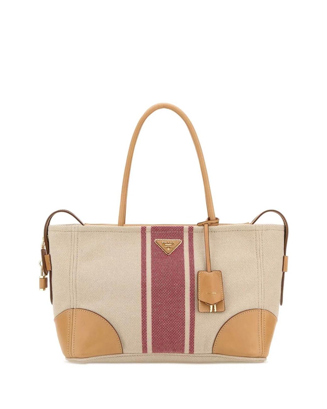 Prada Pink Sand Canvas Large Shopping Bag