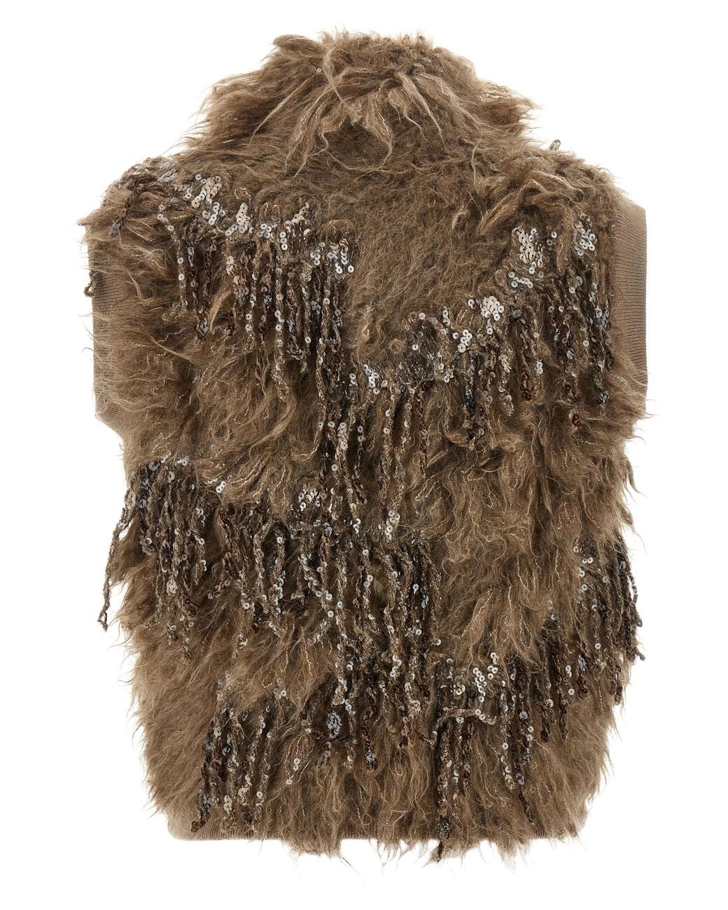 Brunello Cucinelli Brown 'Dazzling Moss Embroidery' Vest