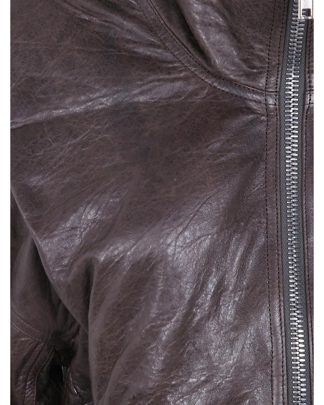 Rick Owens Gray "Dracuflight" Cropped Leather Bomber