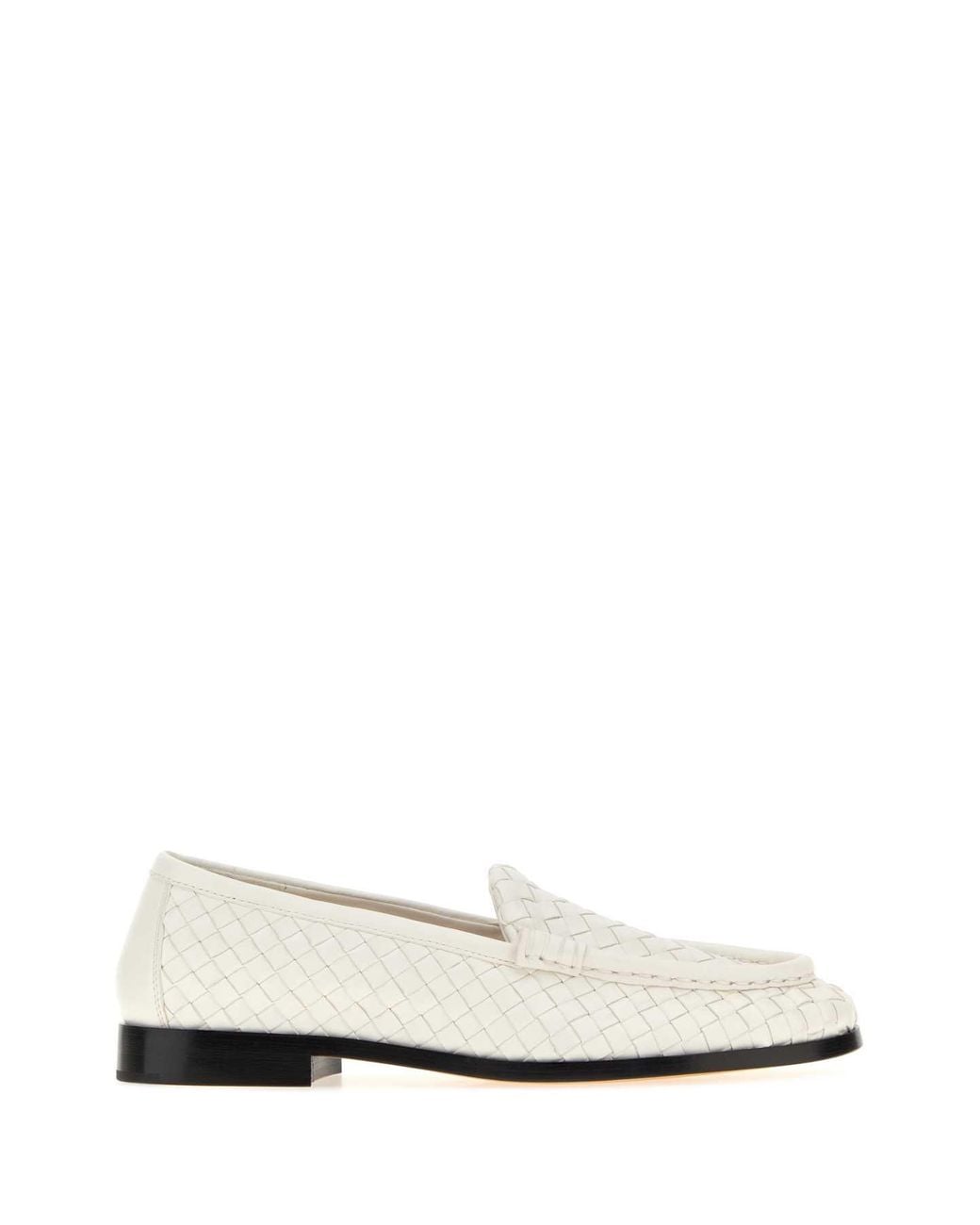 Bottega Veneta White Leather Silenzio Loafers
