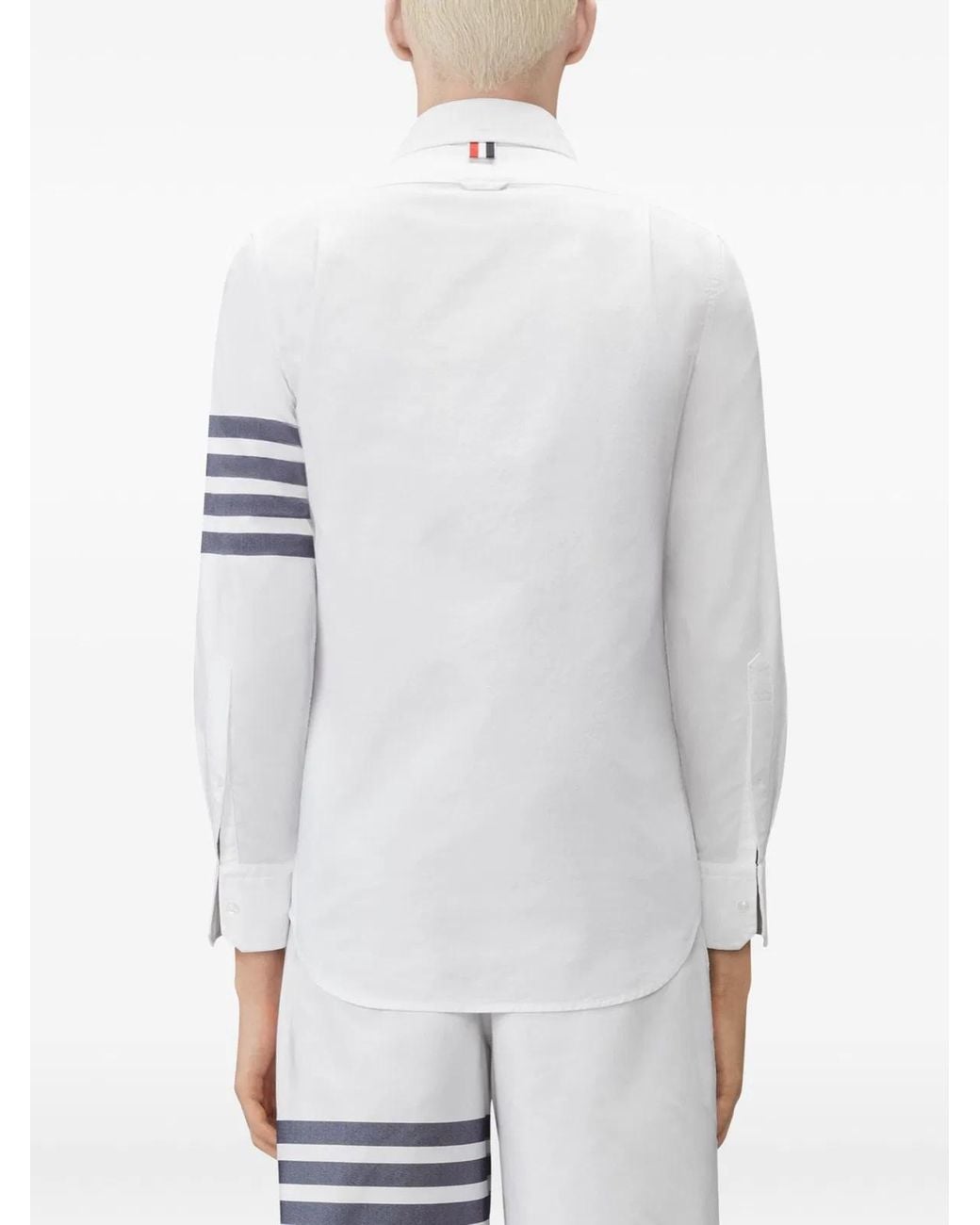 Thom Browne White Oxford Shirt With 4-Stripe Detail for men