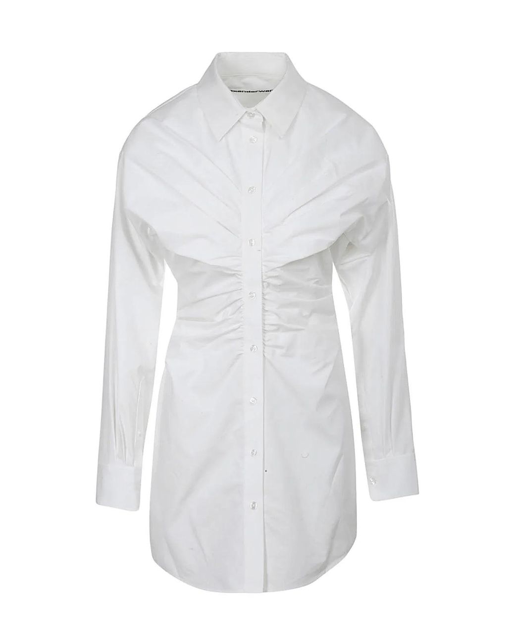 Alexander Wang White Pulled Shirt Dress With Back Cummerbund