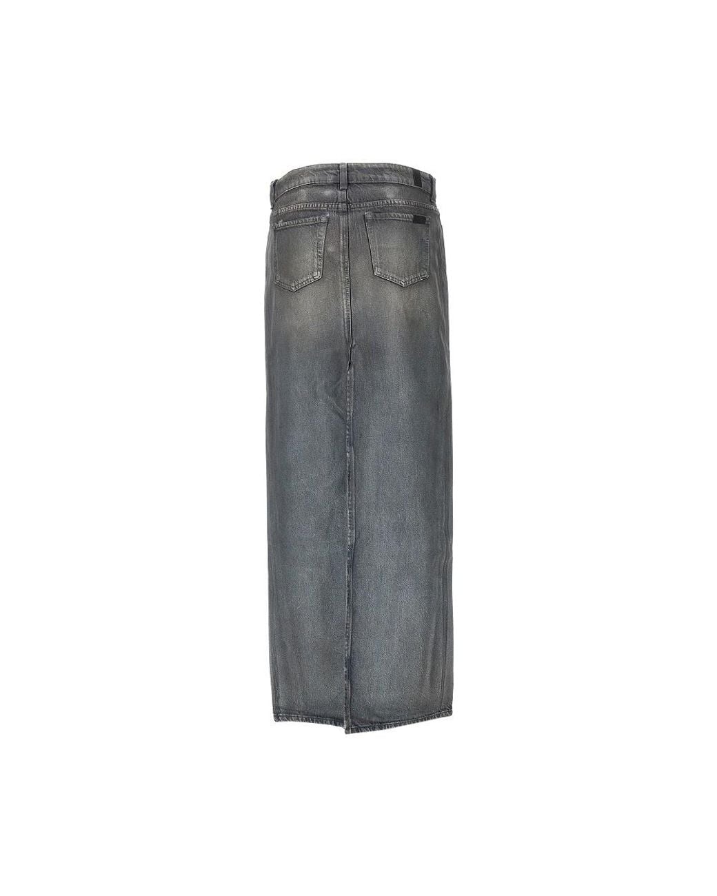 7 For All Mankind Gray Nolita Coated Denim Long Skirt