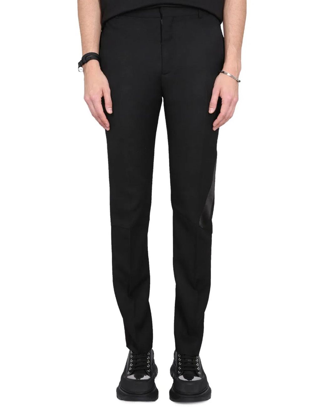 McQueen Black Virgin Wool Pants for men