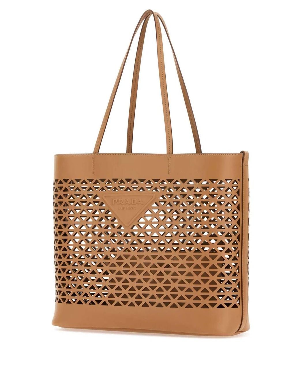 Prada Brown Large Perforated Leather Shopping Handbag