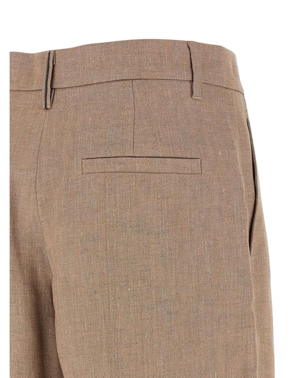 Brunello Cucinelli Natural Linen Flared Pants