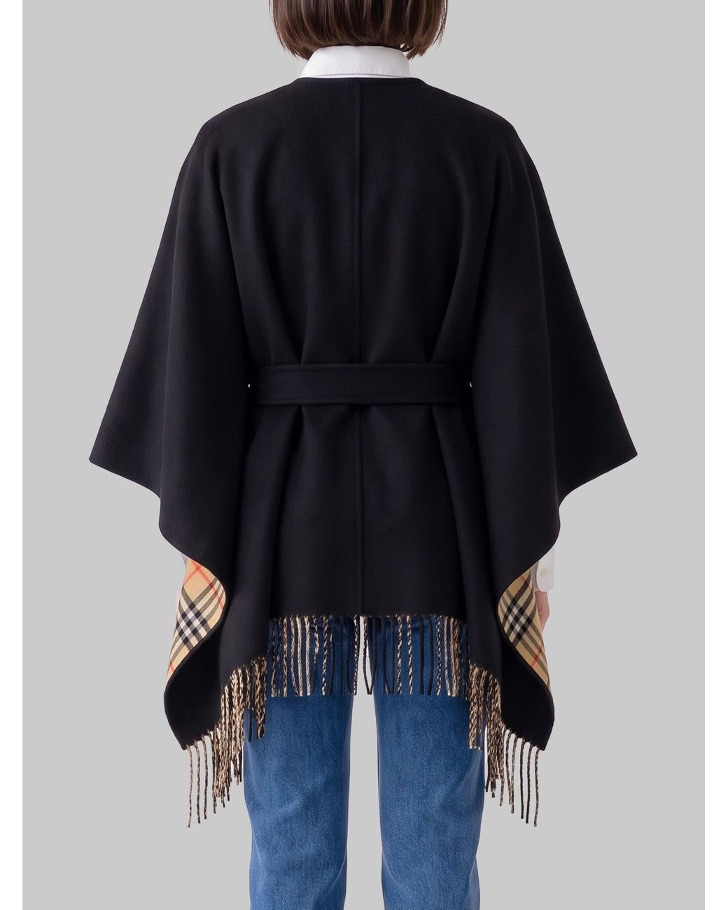Burberry Black Tay Cape With Fringe