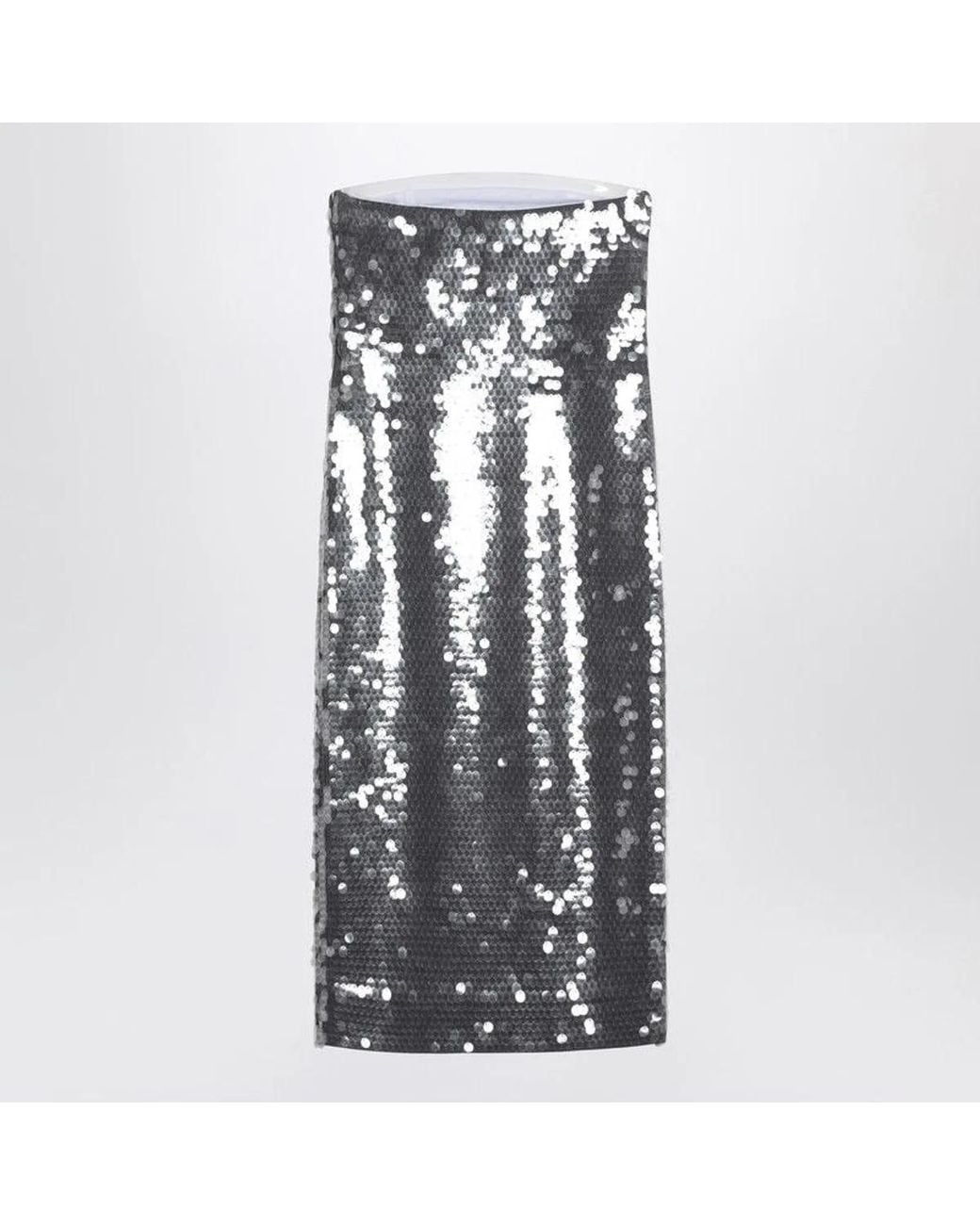 Max Mara White Midi Dress With Gradient Sequin Effect