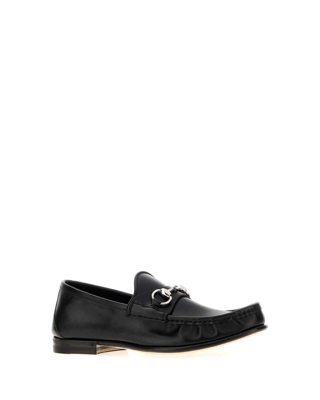 Gucci Black Leather Loafer With Metal Detail for men