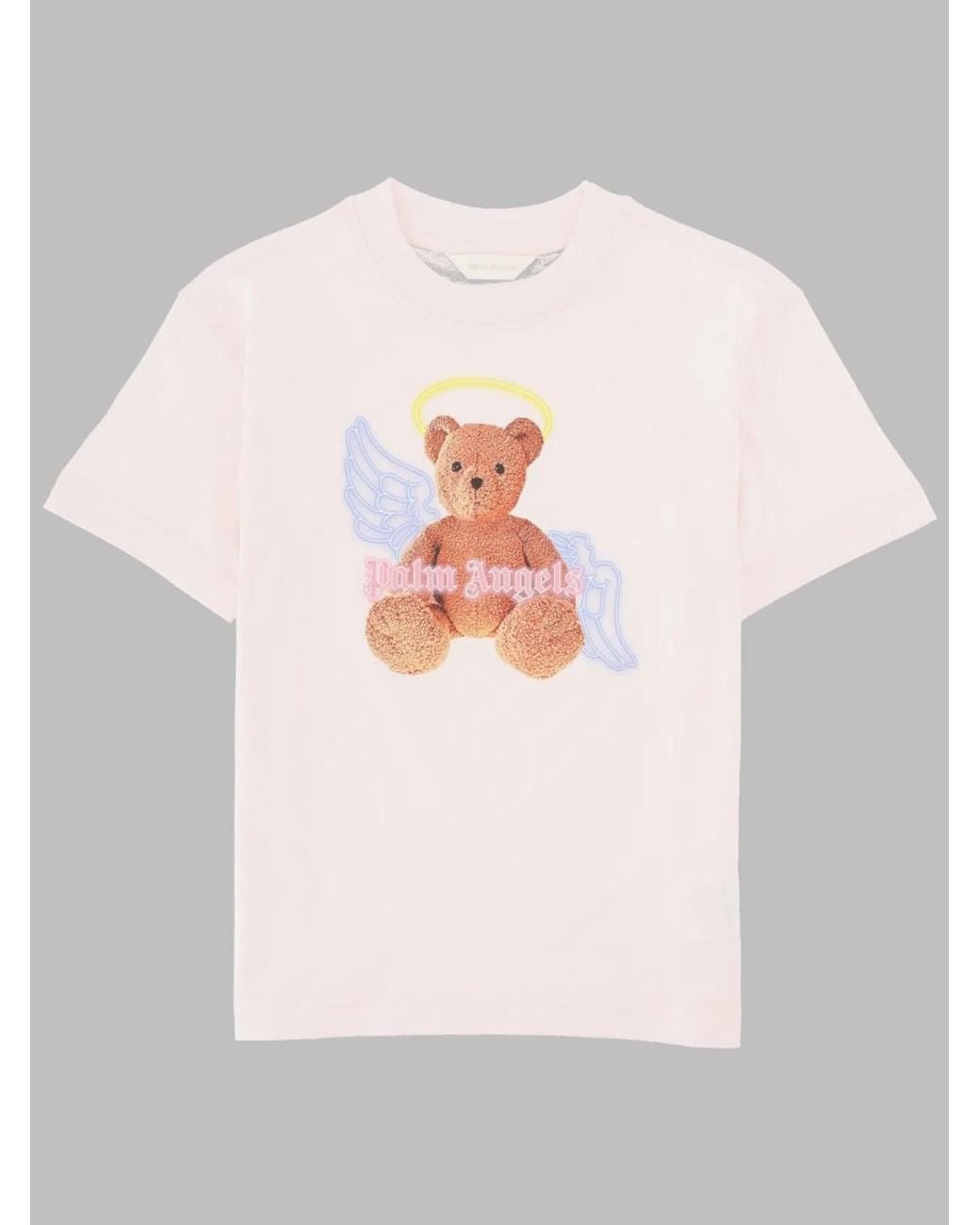 Palm Angels White Neck Logo Brushed Reg Tee S/S Girl