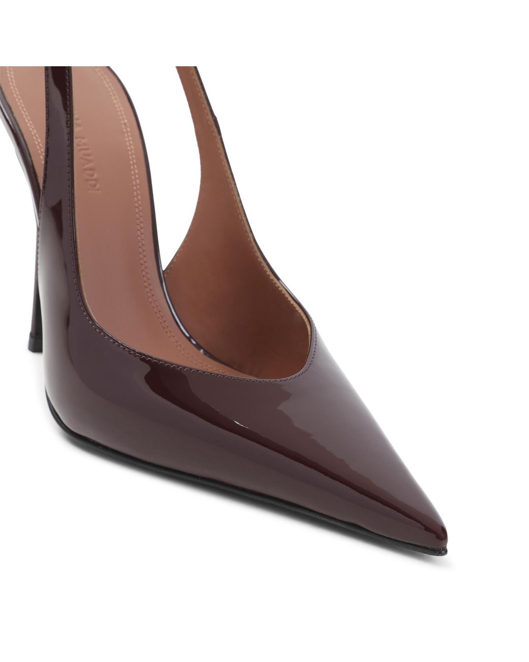 AMINA MUADDI Brown Merlot Anok Patent Slingback