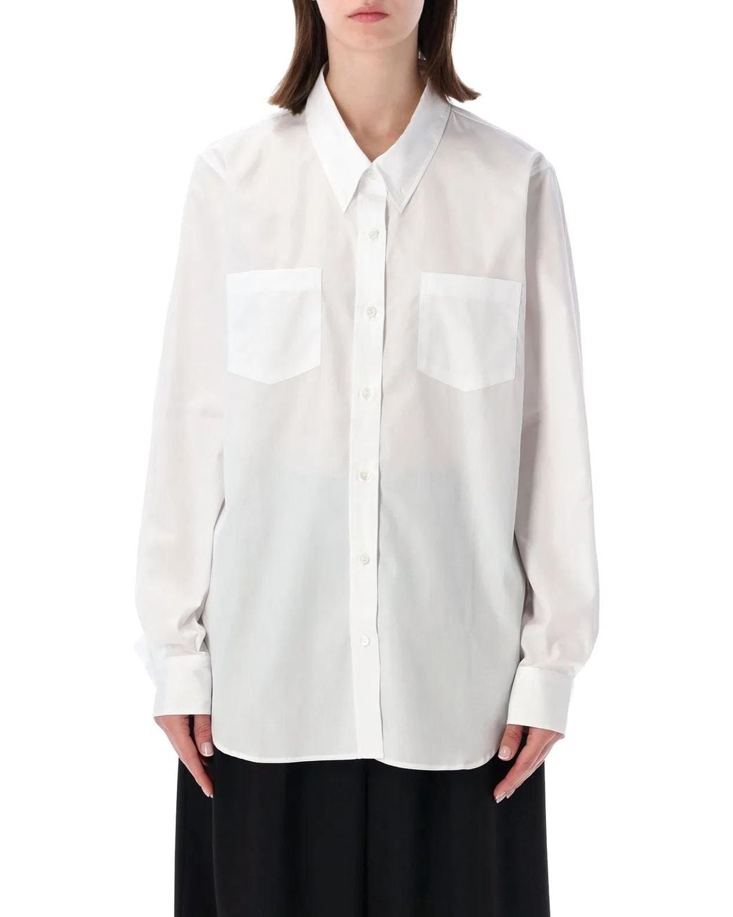 Dries Van Noten White Loose Cotton Poplin Shirt