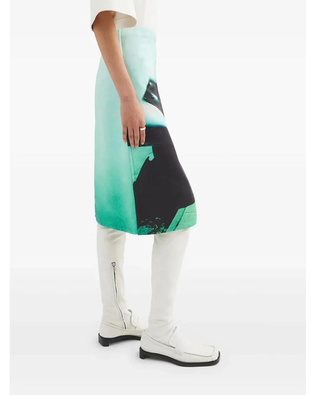 Jil Sander Green Falda Dibujo Coche