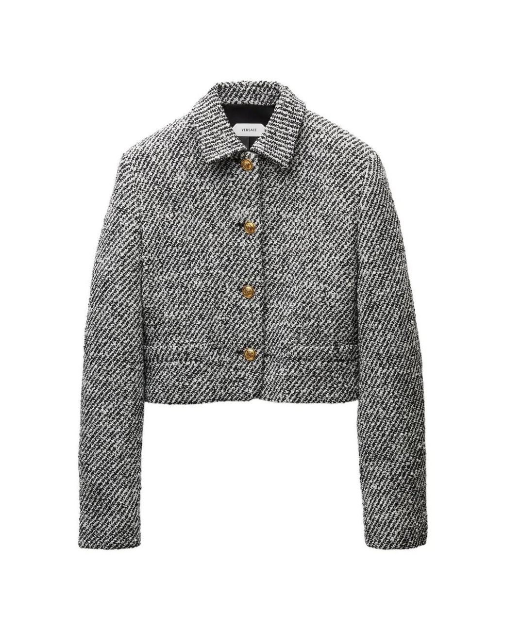 Versace Gray Bouclé Wool Jacket