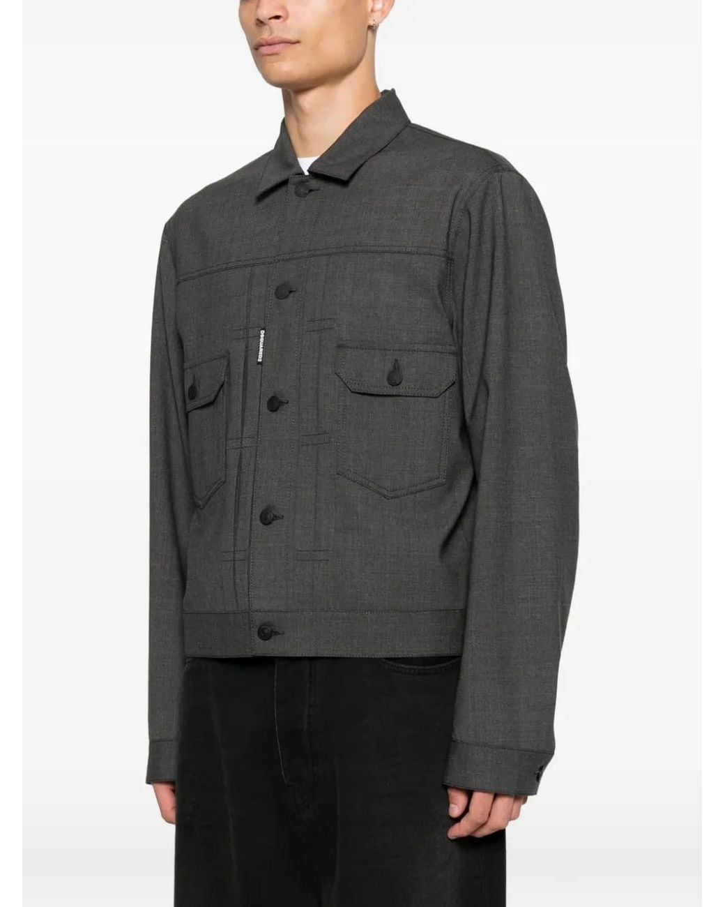DSquared² Gray Button-Up Pocket-Detail Jacket for men