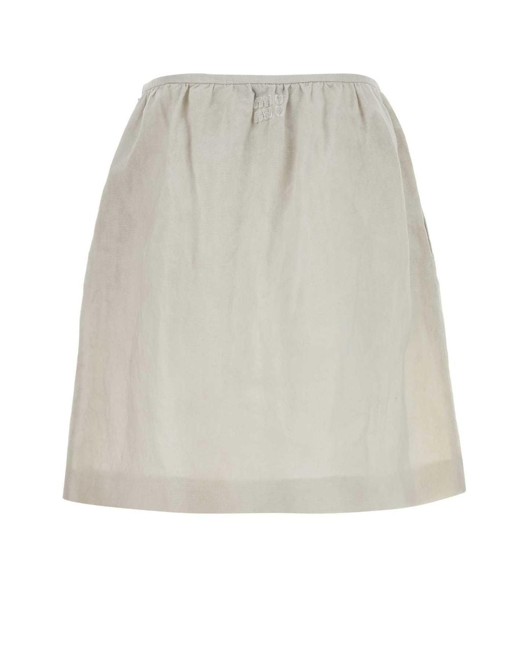 Miu Miu White Style Chalk Linen Mini Skirt