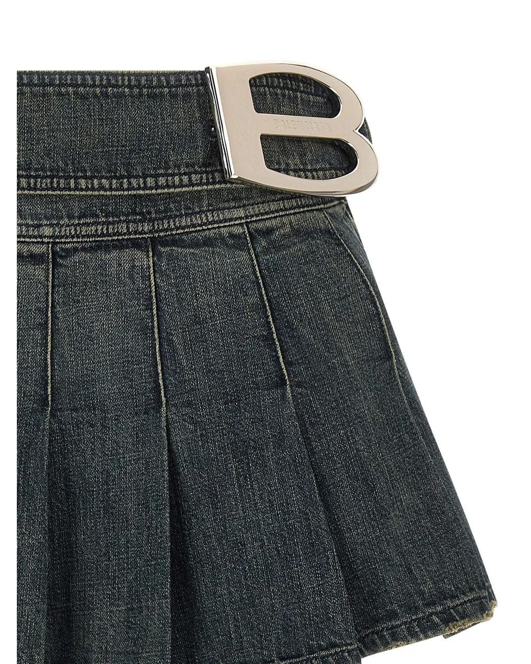 Balenciaga Gray 'Buckle Pleated' Skirt