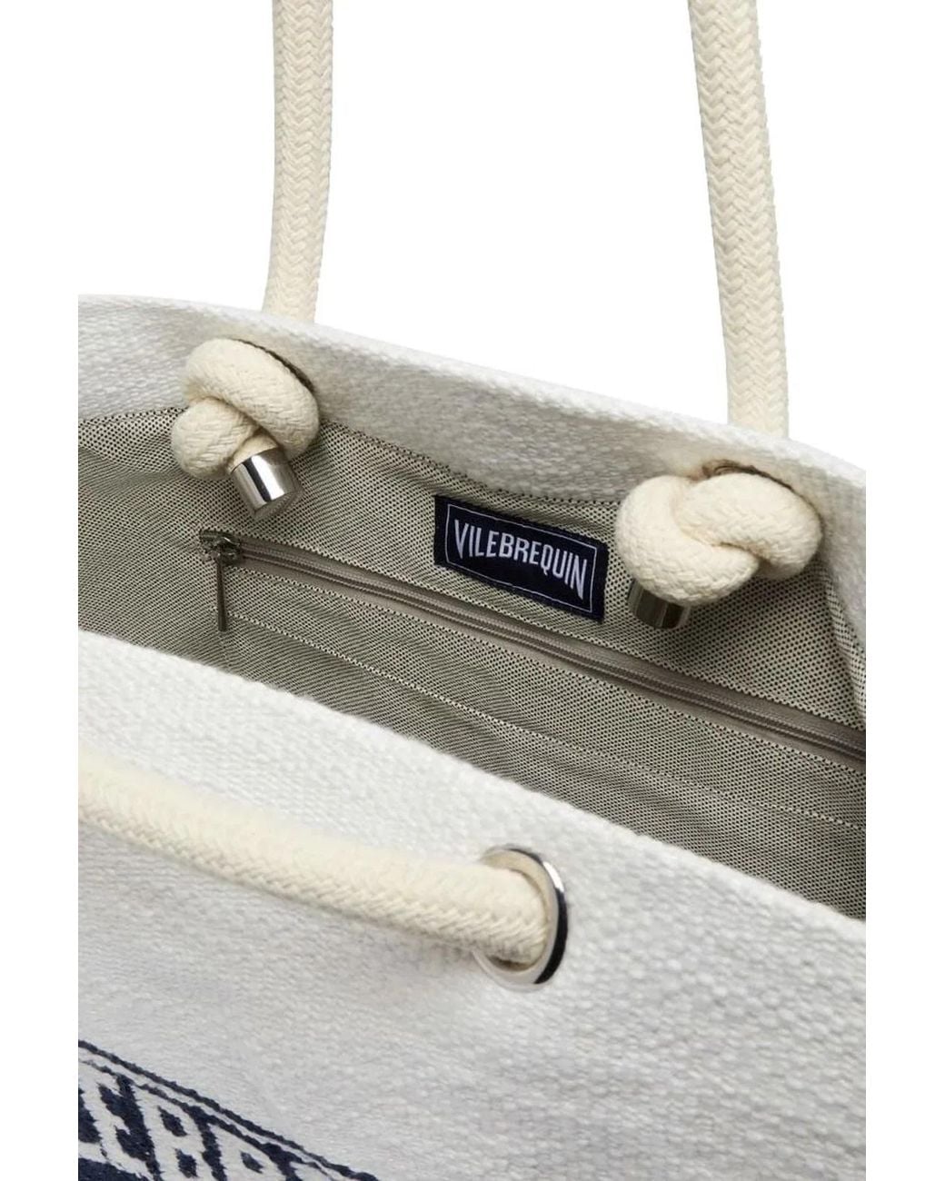 Vilebrequin White Canvas Tote Bag With Rope Handles