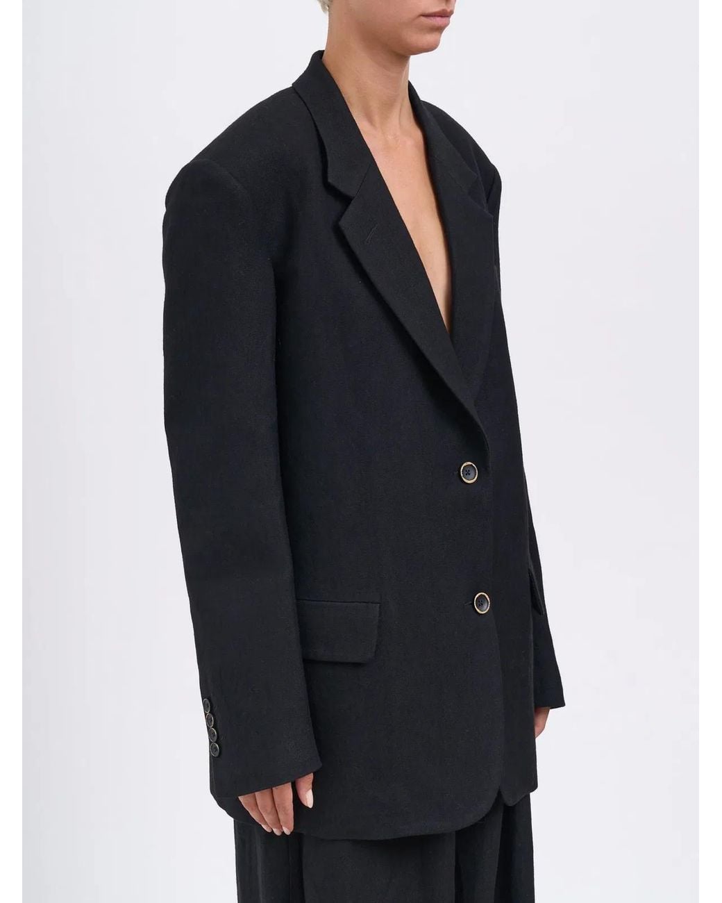 Uma Wang Black Kava Wool And Linen Jacket