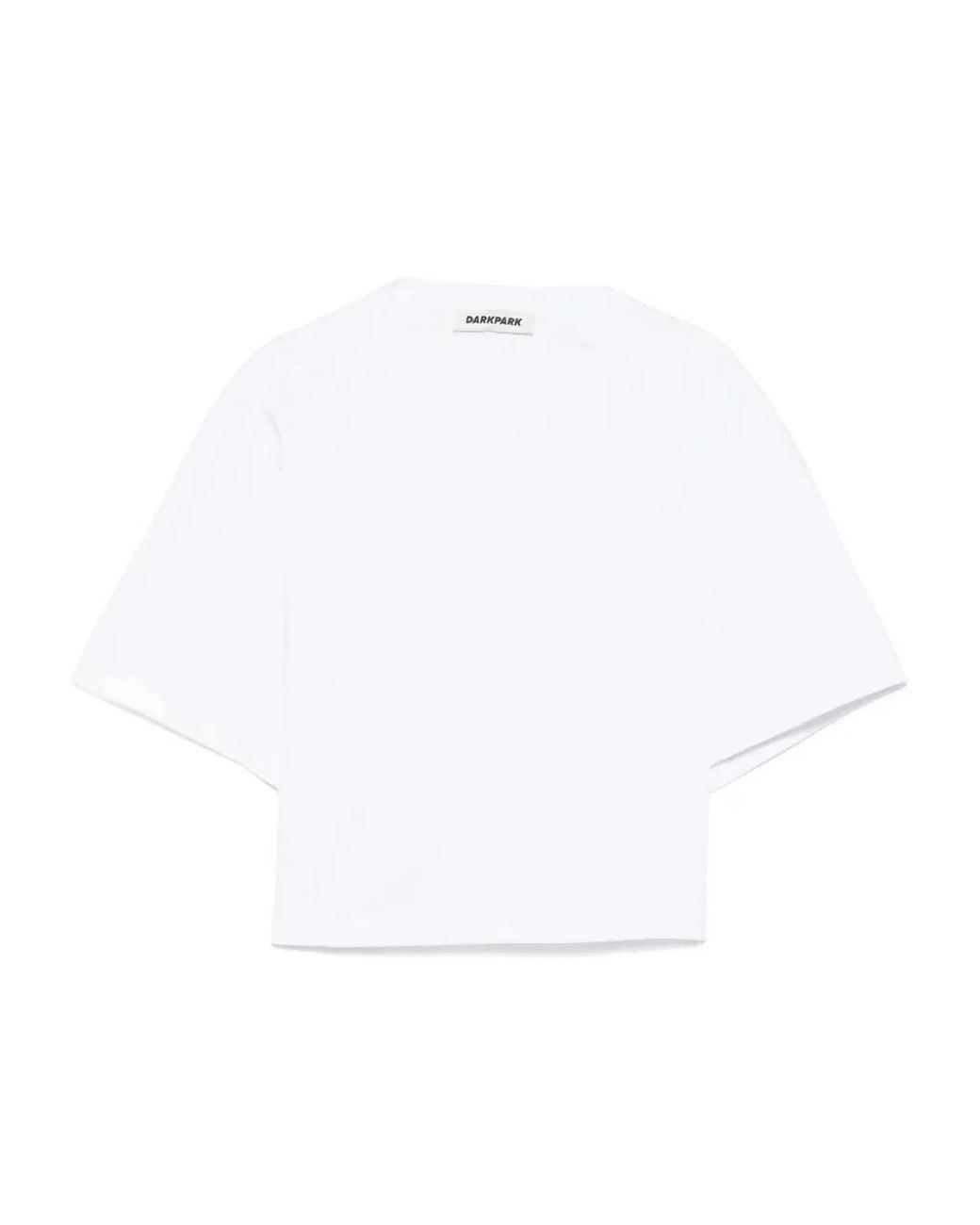 DARKPARK White Doyle Cropped Draped Short Sleeve Tee