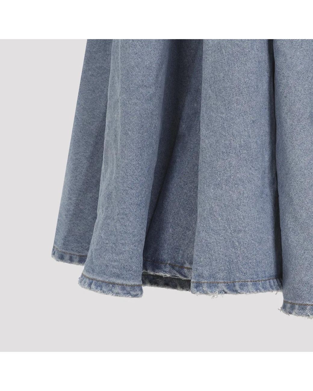 Balenciaga Blue Light Maxi Godet Denim Skirt