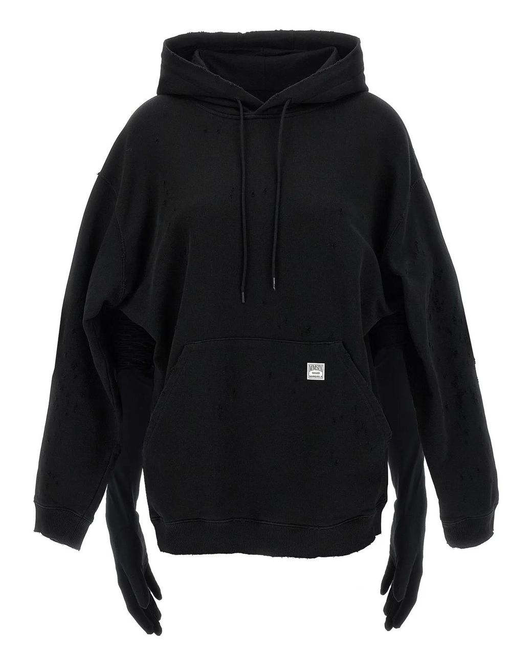 MM6 by Maison Margiela Black Hoodie Dress With Gloves