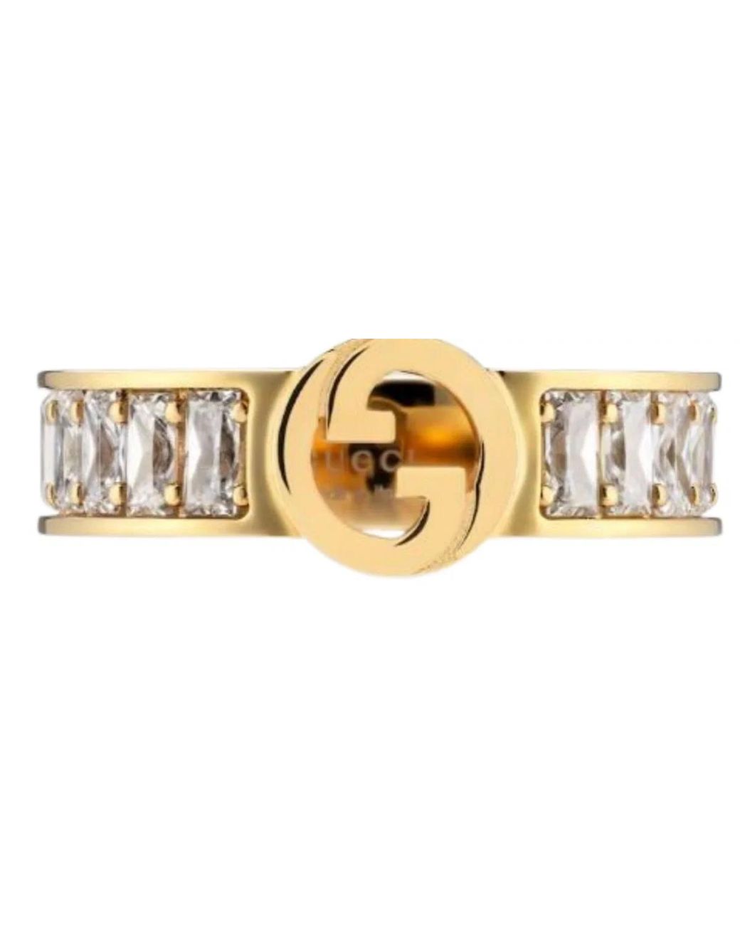Gucci Metallic Ring Interlocking Design Stones