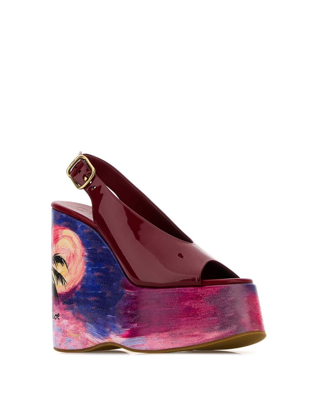 Chloé Purple Tiziano Leather Maxime Wedges
