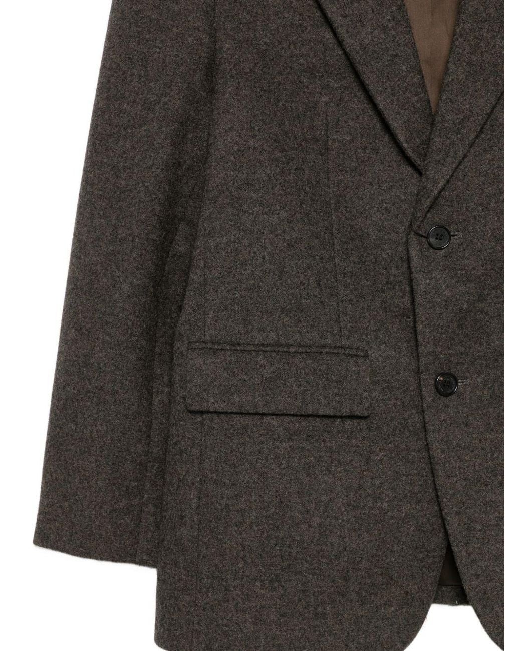 DUNST Gray Wool Single-Breasted Blazer Jacket