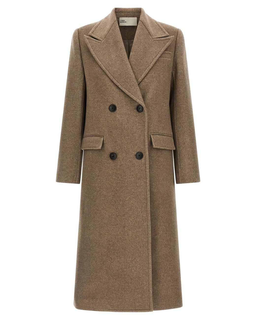 Tory Burch Natural Double-Breasted Coat