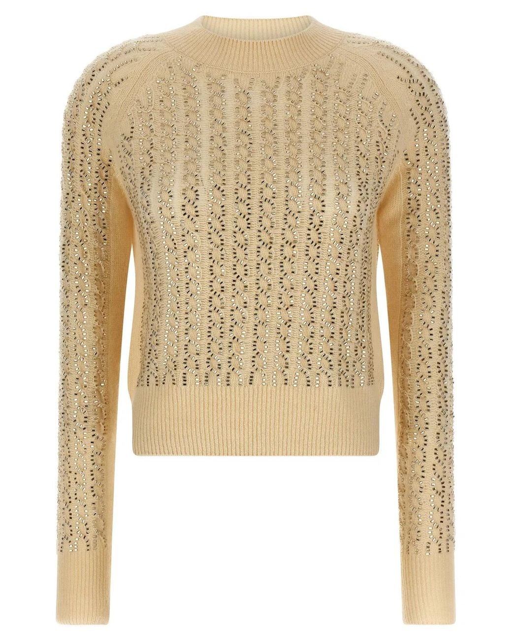Ermanno Scervino Natural Baguette Studded Sweater