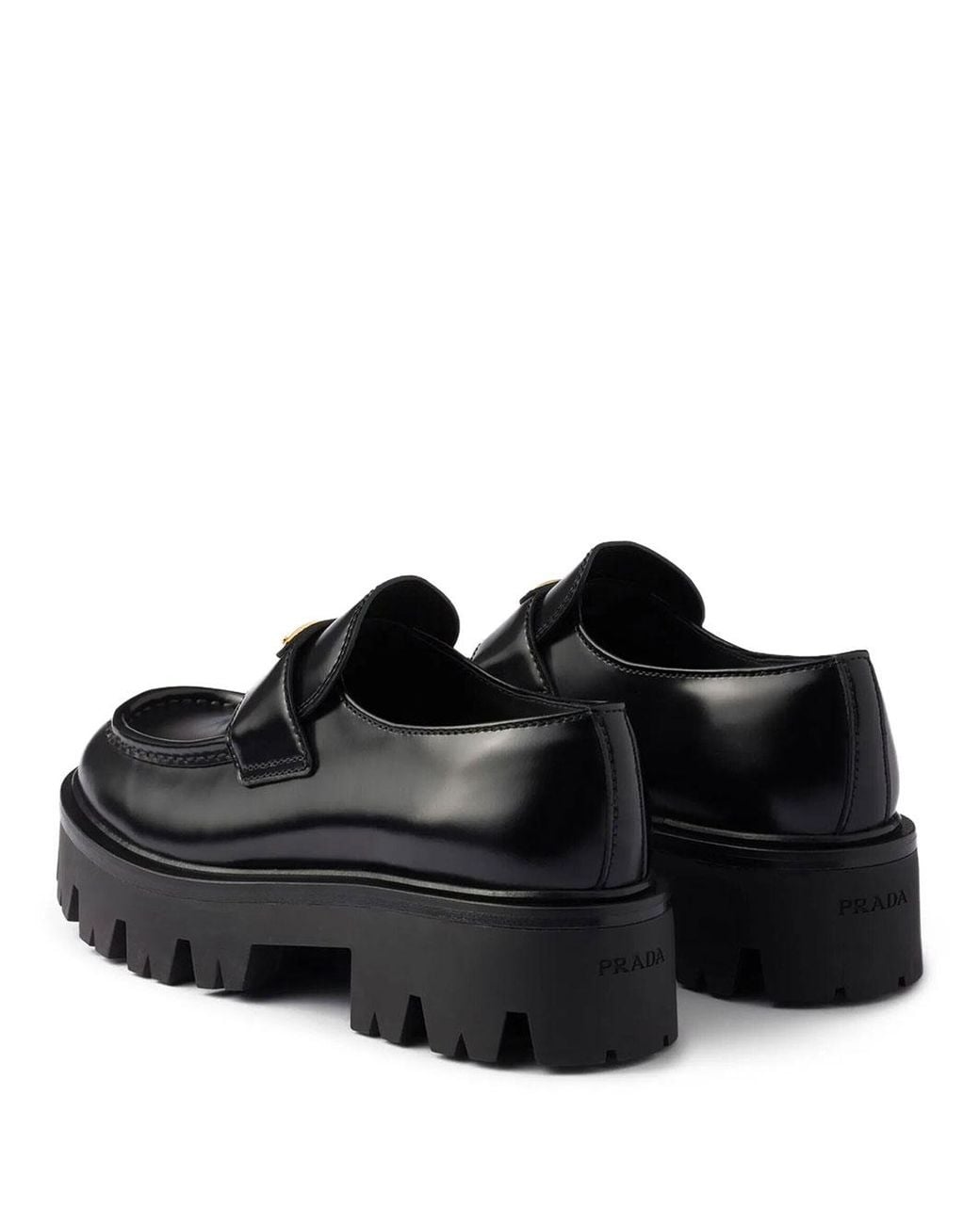 Prada Black Brushed Leather Loafers